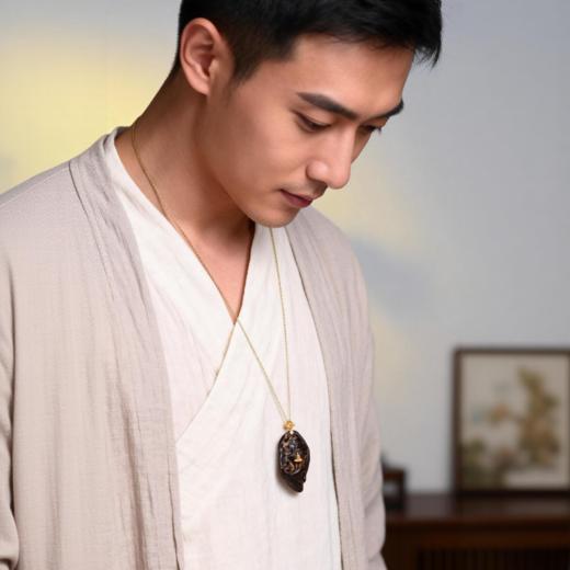 佛丨天然文莱黑奇沉香包金吊坠 沉水级 SP9648 商品图1