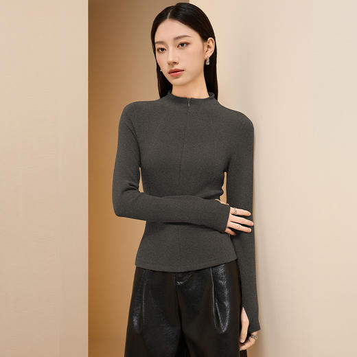 「自」全新升级【铂金会员174/天猫229/差价55】(94900)洛诗琳10A抗菌膨体德绒打底衫2025秋冬新款发热天丝保暖上衣 商品图2