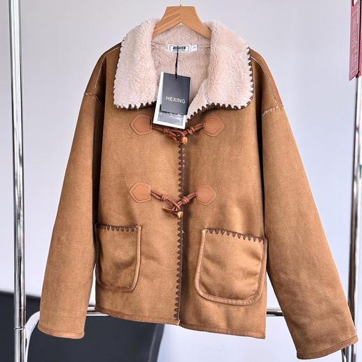 秋冬上新【喵小仟 加厚款羊羔绒牛角扣外套】优质麂皮绒面料，复合超厚羊羔毛，巨暖！一件顶十件 商品图5