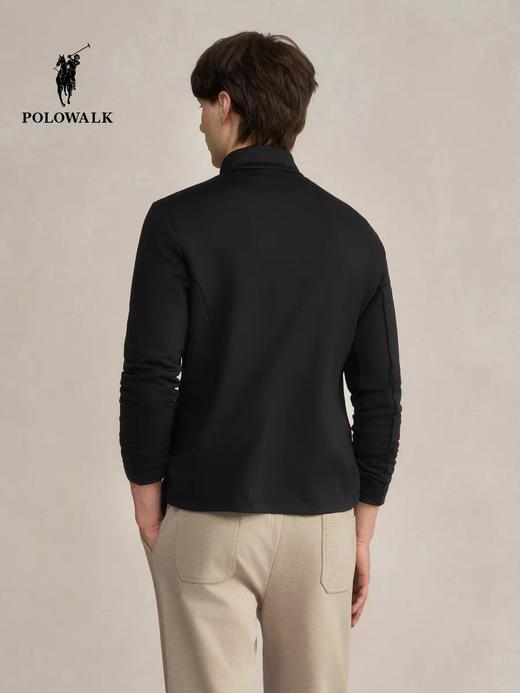XY/POLOWALK男式长袖T恤简约挺括半拉链立领套头上衣男  CPLW54240041   黑色 商品图2