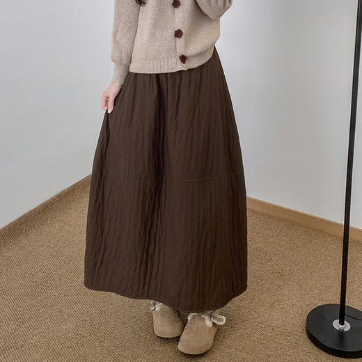 【YW】无忧购日系复古肌理感立体花苞裙女秋冬绗线保暖半身裙H-2026（截单后3-5天发货） 商品图6