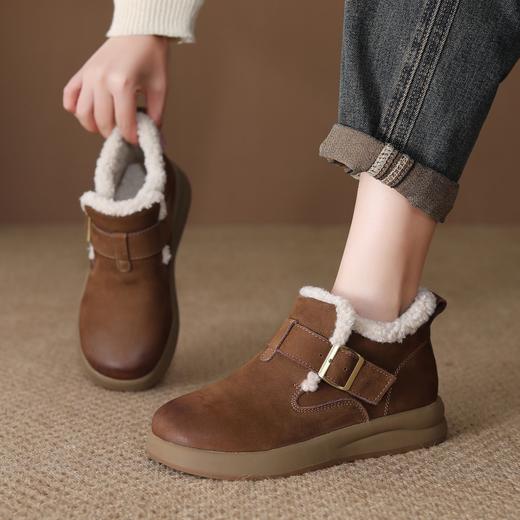 FR 85866头层牛皮雪地靴保暖复古厚底防滑短靴 商品图2