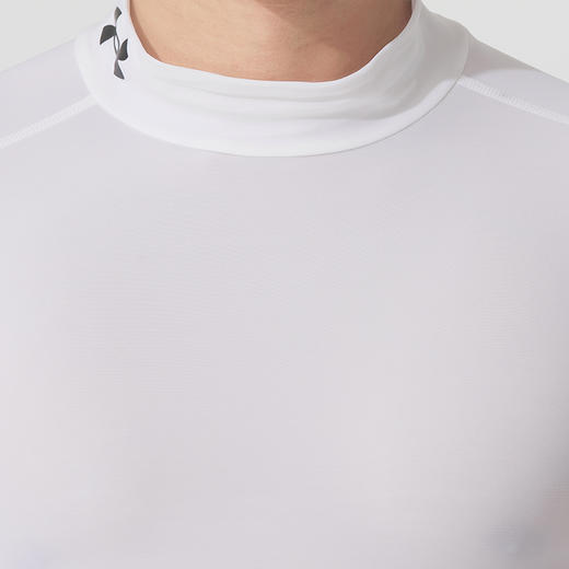 安德玛白色高领紧身衣男子秋季新款训练健身衣舒适跑步长袖T恤 商品图3