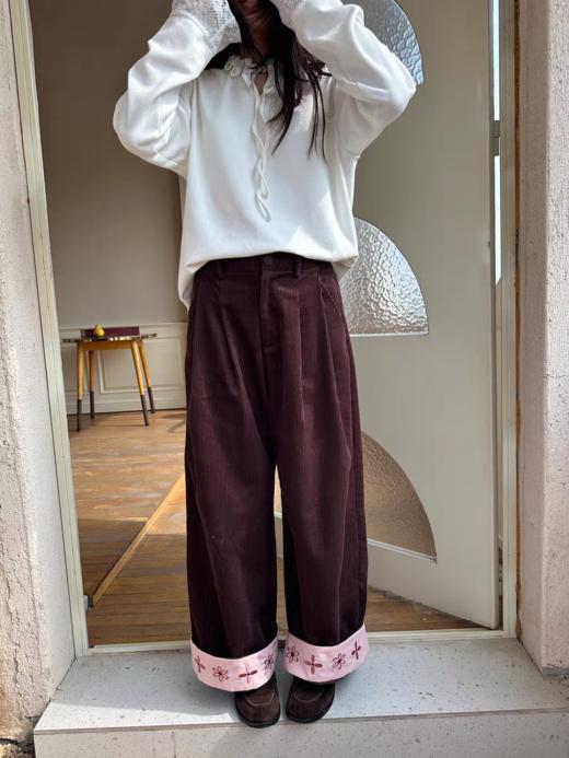 nothe Case布然/NC2548011/「花间集邮」全棉翻边绣花秋冬长裤 商品图0