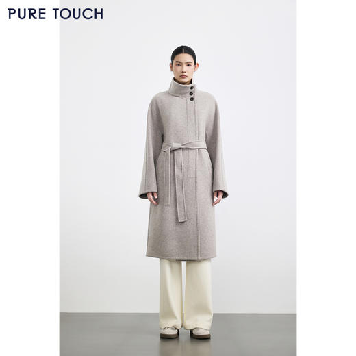 商场同款PURE TOUCH女装25秋冬新款翻领毛呢大衣中长款单排扣外套 商品图3