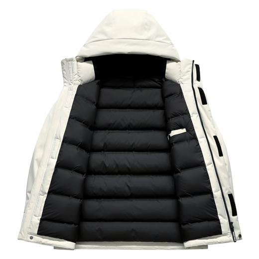 半身缘男女装 冬季三防通勤户外情侣款连帽工装羽绒服2535 商品图5