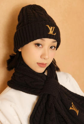 驴家 花编织针织帽围巾套装（COCO）