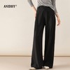 春装时尚高腰拉链后松紧腰褶皱垂感阔腿休闲裤 商品缩略图4