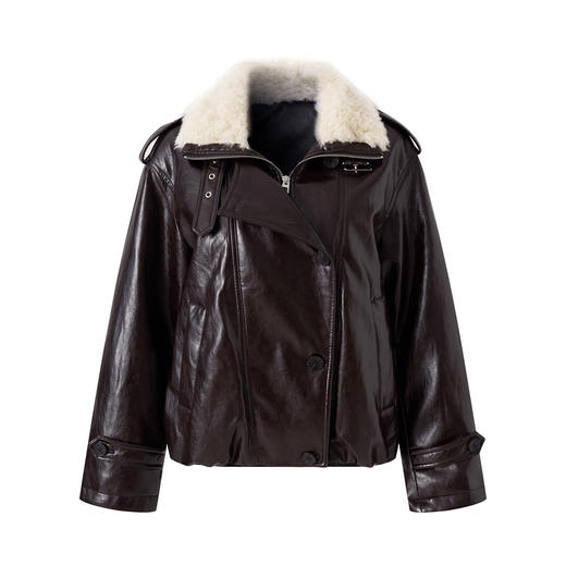 「高货wl」全新升级【铂金会员441/天猫589/差价148】(04357)洛诗琳复古裂纹皮毛领羽绒服2025冬季新款百搭保暖短外套 商品图3