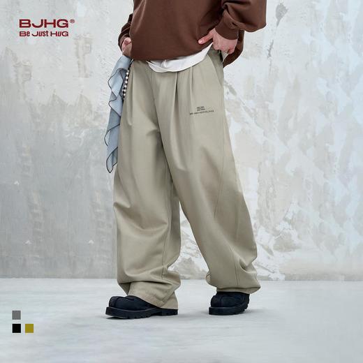 BJHG不计后果复古裤子男款夏季直筒宽松美式简约设计感休闲西装裤 商品图0