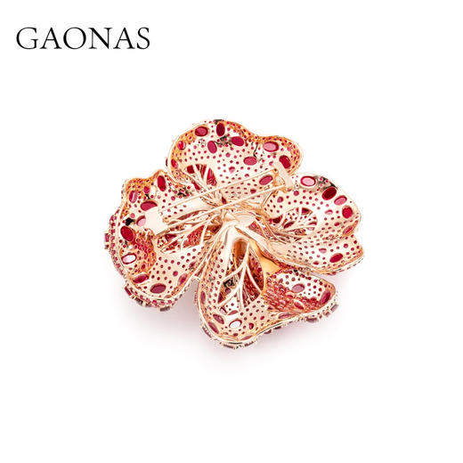 GAONAS高纳仕 新中式国风华贵气质红色牡丹花胸针 商品图2