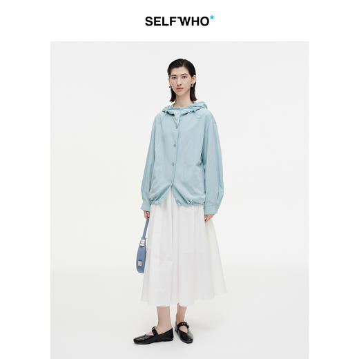 SELFWHO户外轻运动风连帽外套女2025秋季新款轻撞色双面风衣 商品图1