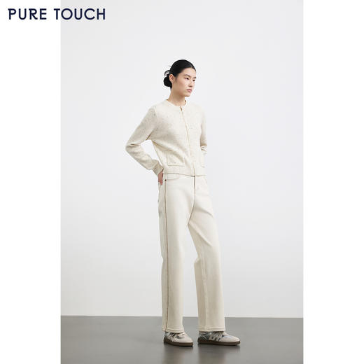 商场同款PURE TOUCH女装25秋冬新款高腰牛仔裤棉混纺宽松直筒长裤 商品图1