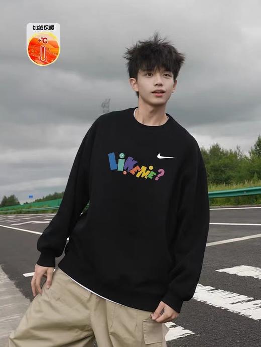 D120418加绒加厚彩色字母抓绒保暖圆领卫衣男女同款 商品图4