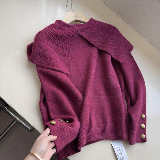 三彩玫红色毛衣 商品图6