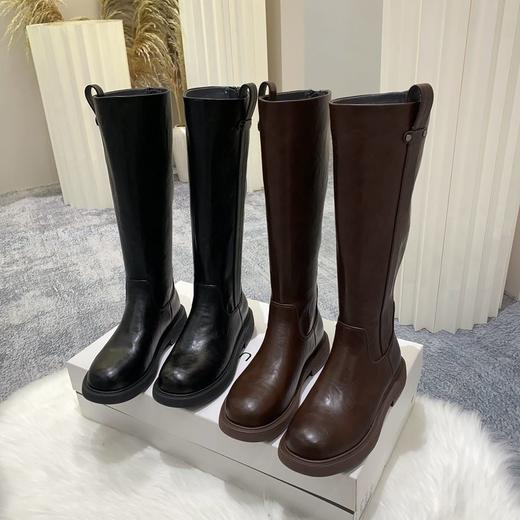 JEHURFIE/纪华菲高筒版~马油牛皮后拉链弹力长靴 商品图1