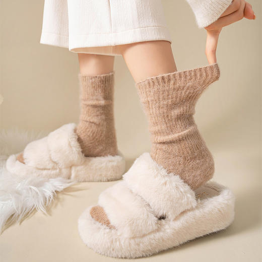 【五双】澄鱼生活秋冬拉毛简约羊毛袜 | 细腻柔软顺滑 保暖时尚 舒适有弹力 温暖不臃肿 商品图5