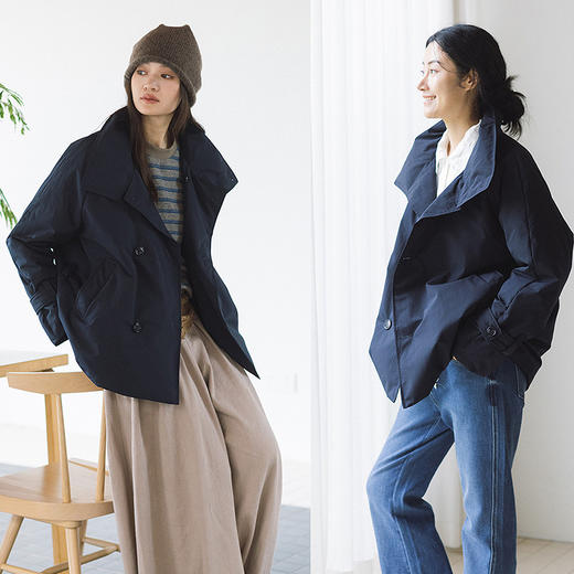 绽放542朵/95鹅绒经典翻领风衣式系带中长款羽绒服女百搭羽绒外套 商品图1