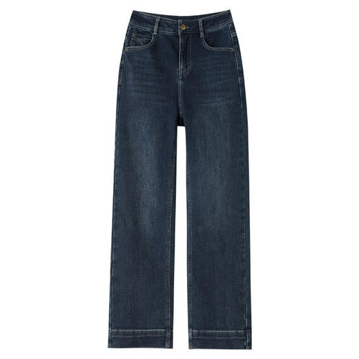 「自」全新升级【铂金会员174/天猫229/差价55】(14301)洛诗琳气质加绒牛仔裤2025冬季新款高腰显瘦九分直筒裤女 商品图4