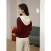 鹿向南「红韵映暖」红色假两件连帽长袖毛衣女秋冬设计感针织开衫 商品缩略图4
