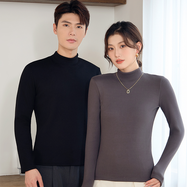 「小暖炉」冬季搭档！【情侣加厚糯米绒打底衫】科技保暖 轻盈不臃肿 外层阻隔冷风 不易起球 里层亲肤糯米绒 保暖抗寒 领子采用防风中领设计