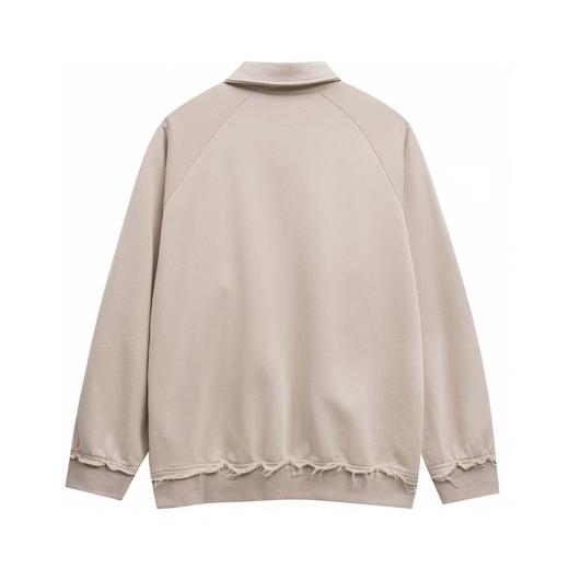 D120416新款炒色洗水毛边男女情侣款休闲翻领卫衣 商品图2