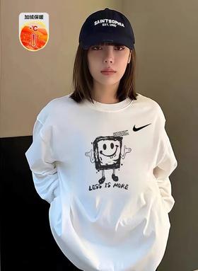 D120419新款Less is more 表情包抓绒保暖圆领卫衣男女同款