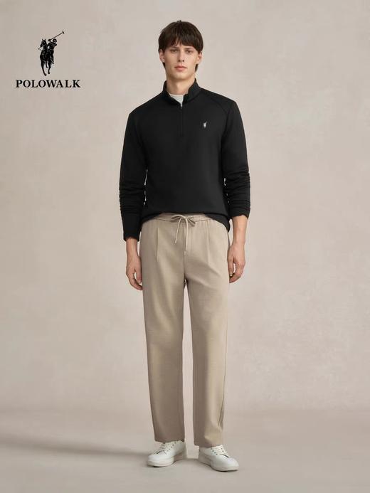 XY/POLOWALK男式长袖T恤简约挺括半拉链立领套头上衣男  CPLW54240041   黑色 商品图0