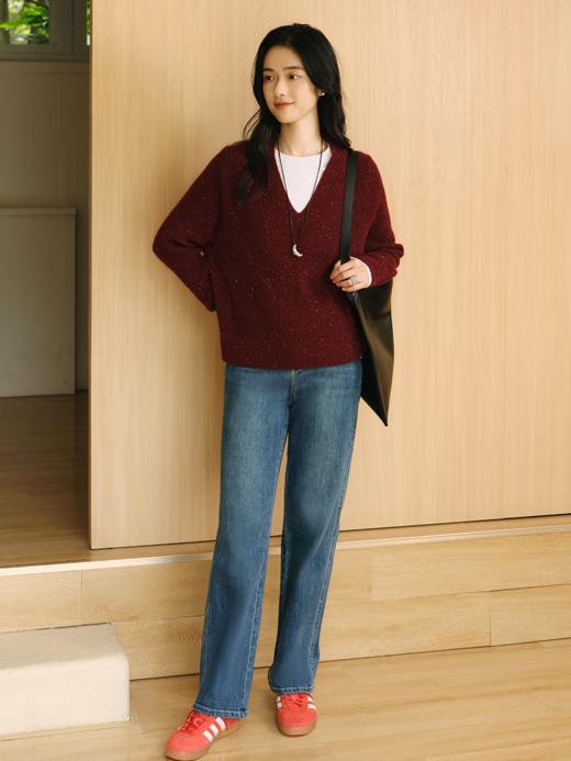 【本月重磅】康赛妮彩点100%山羊绒V领毛衫FCF3CST004 商品图9