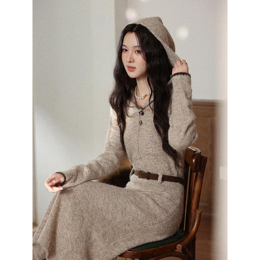 鹿向南「温暖壁炉」高级长袖针织连衣裙女秋冬季新款保暖长款裙子 商品图4
