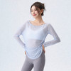跃牌【周游世界系列】新款瑜伽服女纯欲风透气网纱长袖T恤轻薄斜肩运动罩衫TP0919 商品缩略图4