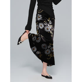 「自」全新升级【铂金会员174/天猫229/差价55】(22135)洛诗琳新中式高腰显瘦丝绒裙2025秋冬气质印花半身长裙女