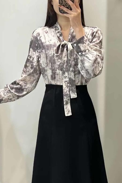 Le Malene 高级墨染气质印花蝴蝶结衬衫 21642 商品图2