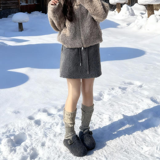 【YW】无忧购羊羔绒包臀短裙女秋冬高腰遮肉显瘦泰迪绒裙子H-2057（截单后3-5天发货） 商品图7