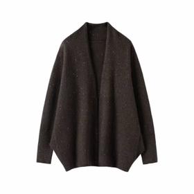 100%山羊绒披肩开衫花纱蝙蝠袖针织外套女