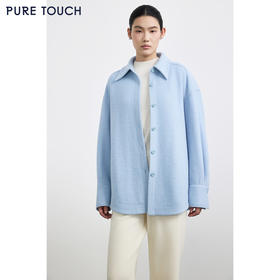 商场同款PURE TOUCH女装25秋冬新款短毛呢外套宽松落肩翻领短大衣