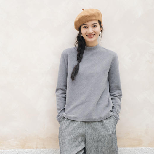 特绽放806朵/云朵棉T恤·绒感长绒彩棉半高领长袖加厚内搭打底衫 商品图1