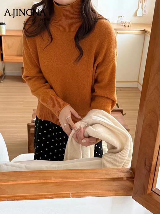 【堆堆领】阿菁娜冬季新款O型廓形羊毛衫360度遮肉显瘦堆堆领慵懒多彩软糯绵羊毛F30D302011 商品图5
