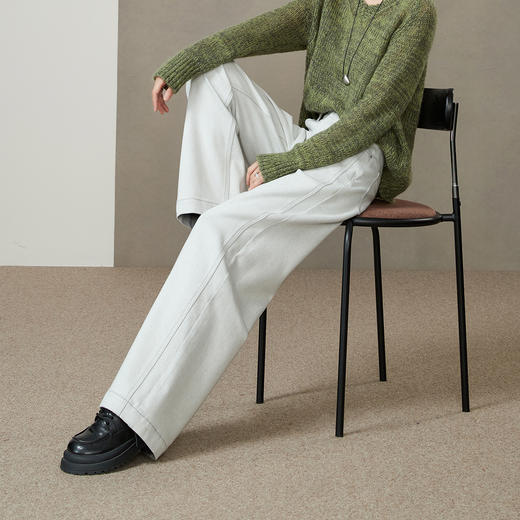 【薄绒-牛仔阔腿裤】逸阳冬加厚挺括有型保暖显瘦拖地裤8333RV 商品图2