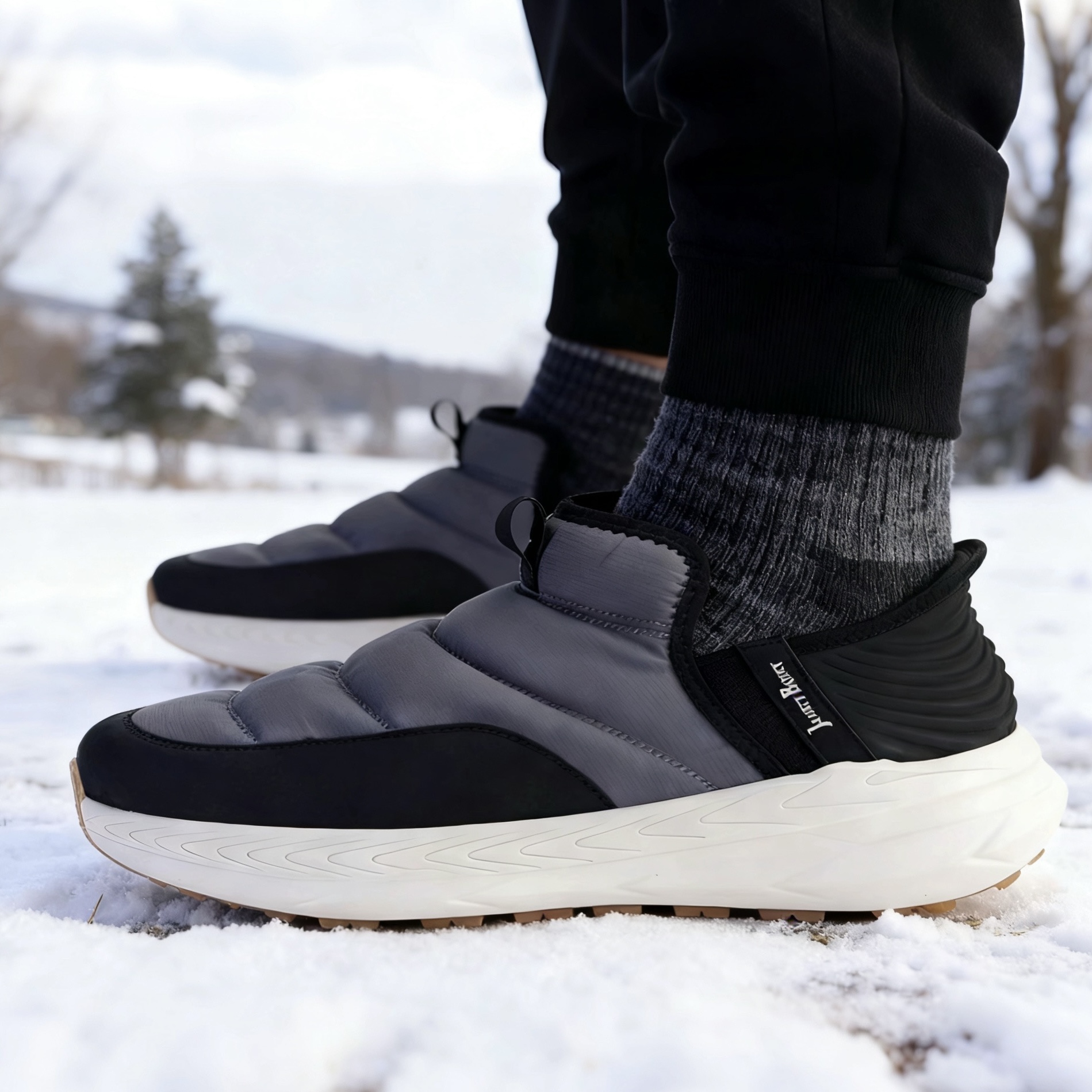 英国JANCYBONY一脚蹬闪穿羽绒鞋，给脚丫穿上“羽绒服”，防寒防水防污保暖，穿去北极都不冷