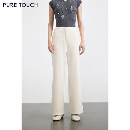 商场同款PURE TOUCH女装25秋冬新款高腰阔腿裤百搭休闲白色长裤 商品图0