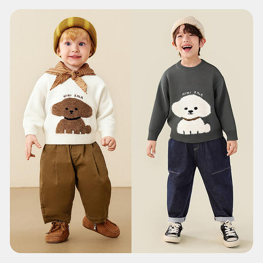迷你巴拉男童女童毛衫2025秋新品宝宝儿童亲肤长袖软毛衣保暖外套 商品图2