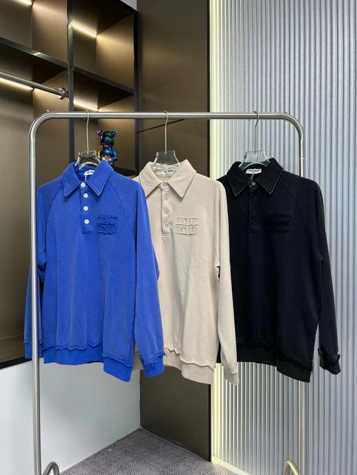 D120416新款炒色洗水毛边男女情侣款休闲翻领卫衣 商品图7