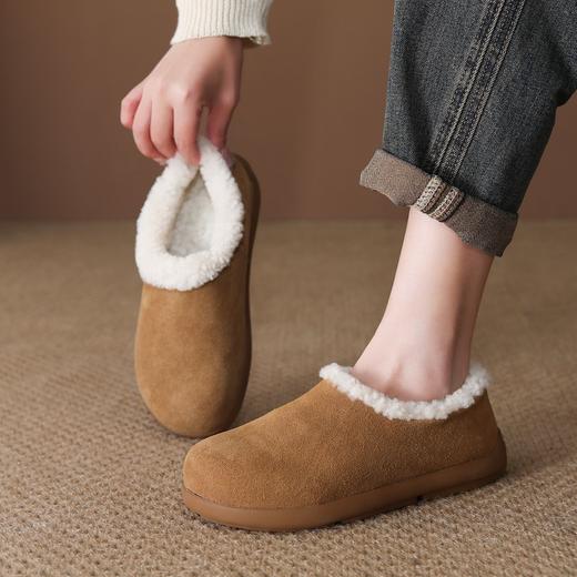 FR 85863真皮毛毛鞋保暖一脚蹬羊毛居家博肯半拖鞋棉鞋 商品图2
