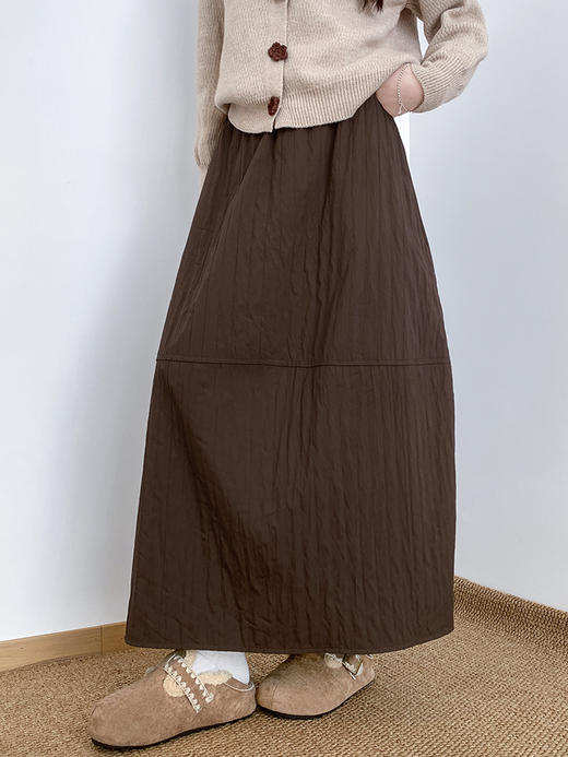 【YW】无忧购日系复古肌理感立体花苞裙女秋冬绗线保暖半身裙H-2026（截单后3-5天发货） 商品图4