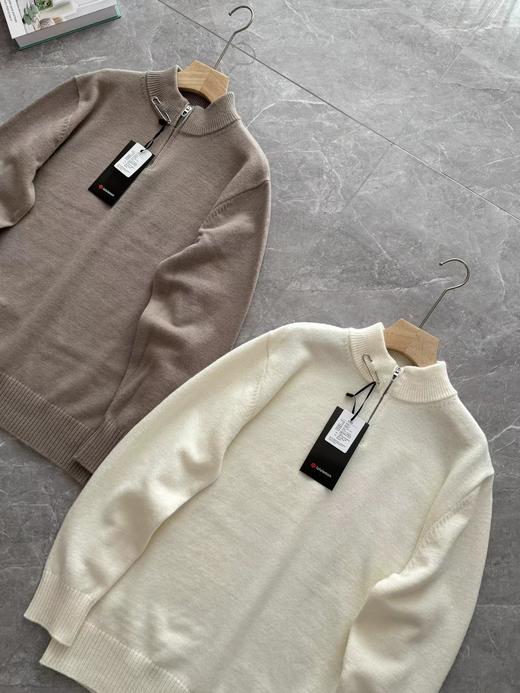 D120436秋冬慵懒松感弛暖糯羊绒质感男士半拉链针织衫 商品图1