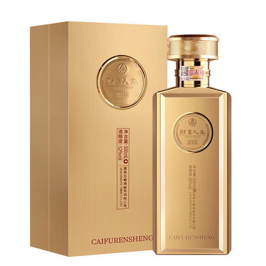 【买一赠一】五粮液 财富人生金砖 浓香型白酒52度 500ml 商品图1