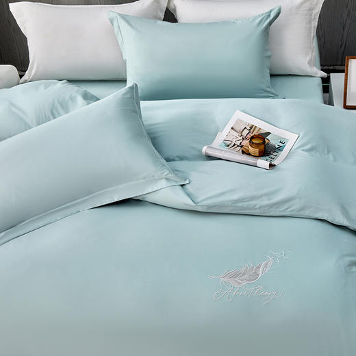 多喜爱 柔风雅韵全棉贡缎磨绒套件 波尔蓝/极地灰/紫萱草hl【60S全棉】【精美刺绣】【高密贡缎面料】【柔软磨绒工艺】软糯温暖 宽边设计 精美礼盒 商品图4