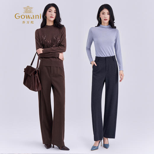 乔万尼2025冬新品宽松立体剪裁弯刀裤显瘦百搭裤子ED4F702 商品图3