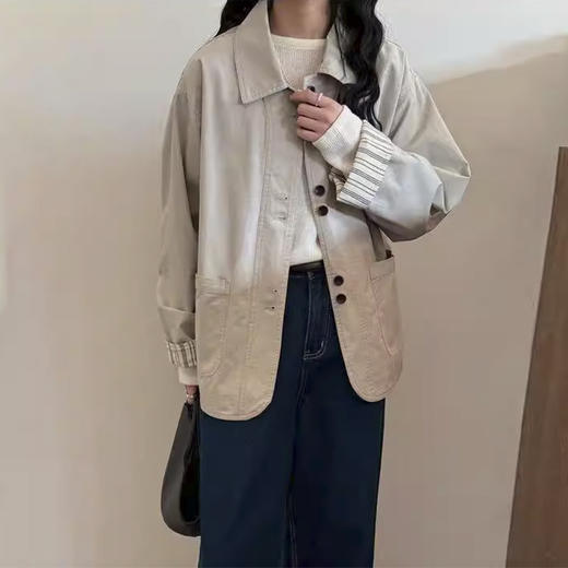 裁缝学苑AS609新款翻领大口袋拼接风衣纸样女装工装短上衣外套样板 商品图1